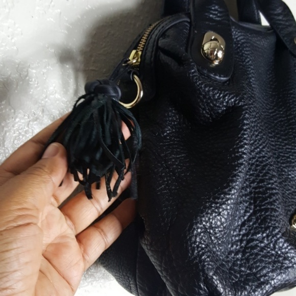 Elliott Lucca Black Leather Handbag with Tassel - Picture 4 of 8